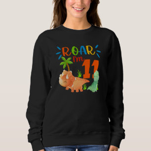 Sweatshirt Kids Roar I'm 11 11th Birthday Boy Rex Dinosaur 1