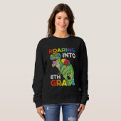 Sweatshirt Kids Roaring Into 8th Grade Back To School Dinosau (Devant entier)