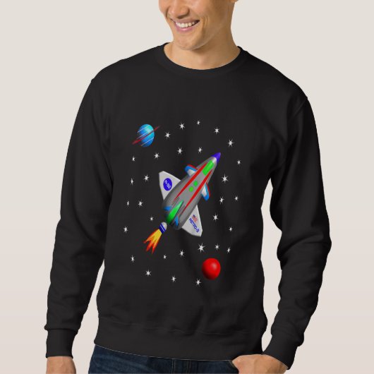 Sweatshirt Kids Spacship Rocket Système solaire Science graph (Devant)