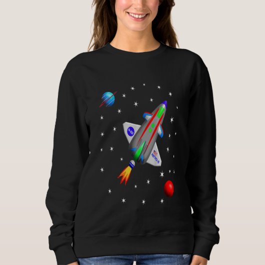 Sweatshirt Kids Spacship Rocket Système solaire Science graph (Devant)