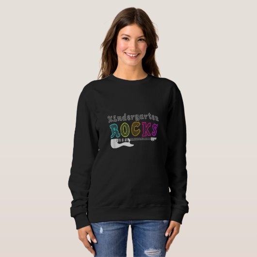 Sweatshirt Kindergarten Rocks With Guitar Back To School Stud (Devant entier)