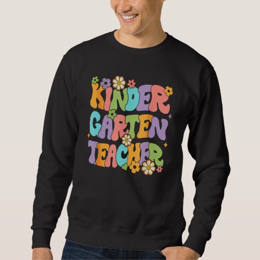 Sweatshirt Kindergarten Teacher Team Kinder Groovy Retro Back (Devant)