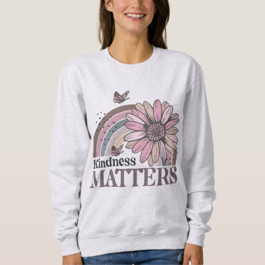 Sweatshirt Kindness Matters Retro Butterfly Boho Rainbow (Devant)