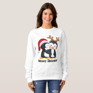 Sweatshirt Kissing Noël Pingouins de Noël ajouter le message