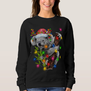 Sweatshirt Koala Christmas Lights Funky Santa Hat Joyeux Chri