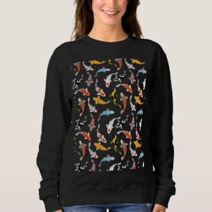 Sweatshirt Koi Fish Motif sans couture Blue Navy Arrière - pl