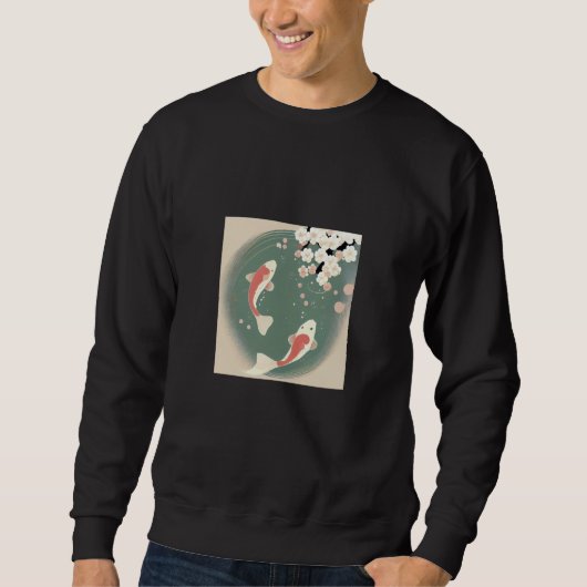 Sweatshirt Koi fish swimming in pond with cherry blossom flow (Devant)