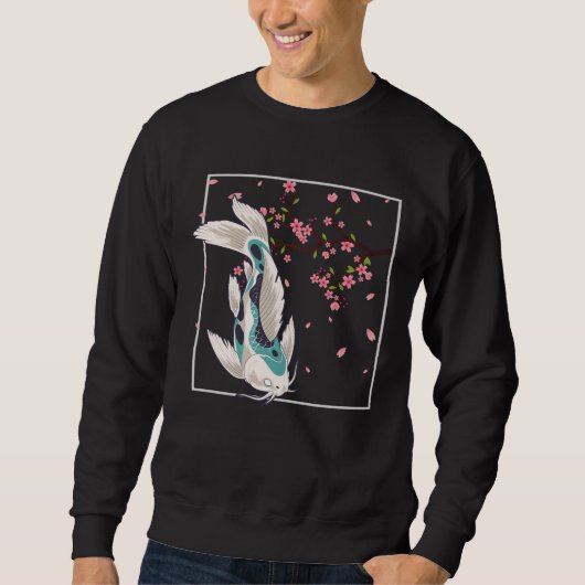 Sweatshirt Koi Poisson Fleur de cerisier Japonais Pêche à la (Devant)