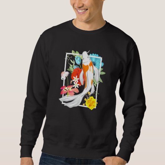 Sweatshirt Koi Poisson Fleurs Carp Japon Retro Graphic (Devant)