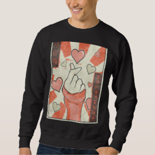 Sweatshirt Kpop Finger Heart Saranghae Korea Pop Music Retro