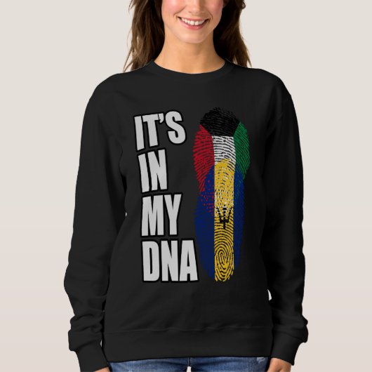 Sweatshirt Kuwaiti And Barbadian Mix DNA Heritage Flag (Devant)