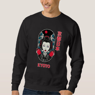 Sweatshirt Kyoto Japon Trippy Geisha avec les yeux bleus japo