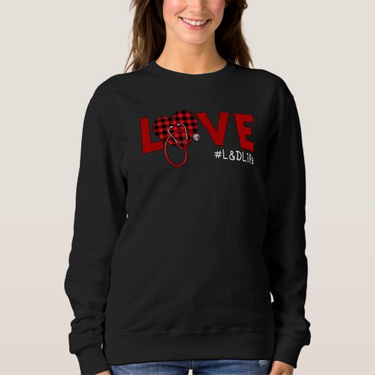 Sweatshirt L D Infirmière Plaid Red Love Heart Stethoscope Rn (Devant)