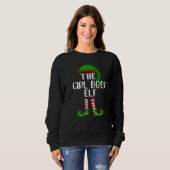 Sweatshirt La fille Boss Elf Correspondant Famille Noël (Devant entier)