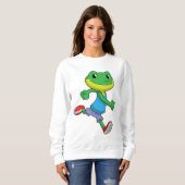 Sweatshirt La grenouille comme coureur à la course (Devant entier)