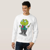 Sweatshirt La grenouille comme enseignant avec livre (Devant entier)
