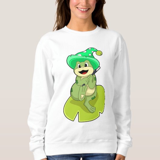 Sweatshirt La grenouille en magie avec baguette magique (Devant)