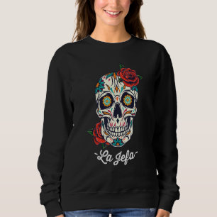 Sweatshirt La Jefa Floral Sugar Crâne Dia De Los Muertos Femm