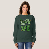 Sweatshirt La Saint-Patrick AMOUR Vert Motifs Mixtes Trèfle (Devant entier)