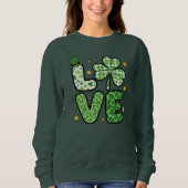 Sweatshirt La Saint-Patrick AMOUR Vert Motifs Mixtes Trèfle (Devant)