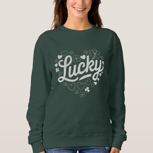 Sweatshirt La Saint-Patrick Cœur Trèfle Chanceux Trèfle (Devant)