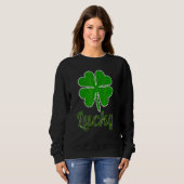 Sweatshirt La Saint Patrick, Shamrock irlandaise chanceuse (Devant entier)