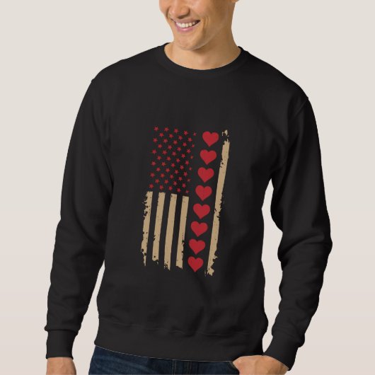 Sweatshirt La Saint-Valentin Cœurs de drapeau américain  (Devant)