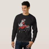 Sweatshirt La Saint-Valentin T Rex Dinosaure Conduisant un Mo (Devant entier)