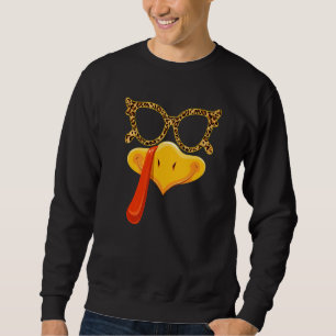 Sweatshirt La Turquie face Thanksgiving Family Outments Leopa