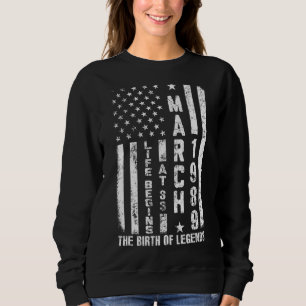 Sweatshirt La Vie Commence À 33 Né En Mars 1989 L'Année De L