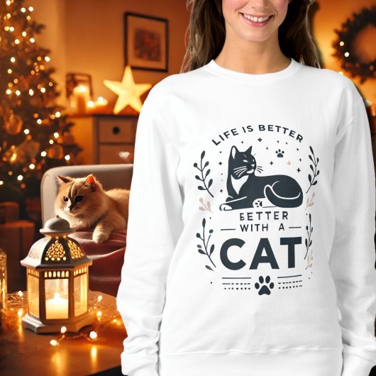 Sweatshirt La vie est meilleure avec un chat