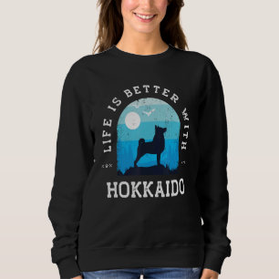 Sweatshirt La vie est meilleure Hokkaido Vintage Blue Chien M