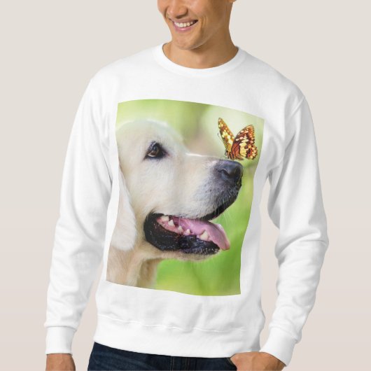 Sweatshirt Labrador And Butterfly Throw Pillow (Devant)