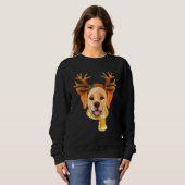Sweatshirt Labrador Chien Noël Reindeer Antlers Noël (Devant entier)