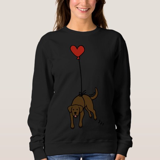 Sweatshirt Labrador Chocolat Flottant Dans L'Air (Devant)