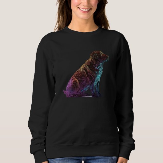 Sweatshirt Labrador chocolat Synthwave 80s Retrowave Esthétiq (Devant)