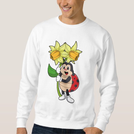 Sweatshirt Ladybug avec jonquille de fleurs (Devant)