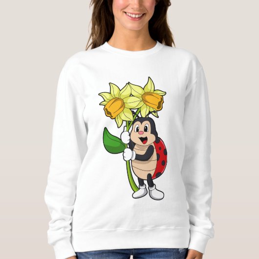 Sweatshirt Ladybug avec jonquille de fleurs (Devant)
