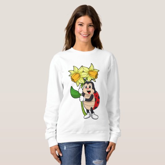 Sweatshirt Ladybug avec jonquille de fleurs (Devant entier)