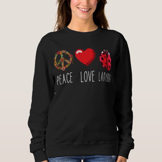 Sweatshirt Ladybug Flower Heart Love Paix Ladybug Ladybug (Devant)