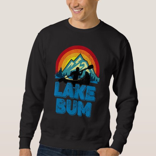 Sweatshirt Lake Life Lake Bum Retro Distressed Mountain Canot (Devant)