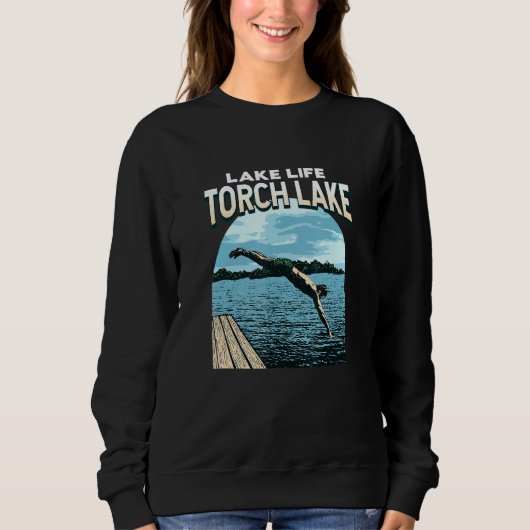 Sweatshirt Lake Life Torch Lake Natation Michigan Swimmer Swi (Devant)