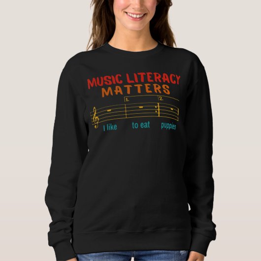 Sweatshirt L'Alphabétisation Musicale Compte J'Aime Manger De (Devant)