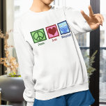 Sweatshirt L'amour de la paix Hanoukka Femmes<br><div class="desc">Peace Love sweatshirt d'Hanoukka pour une femme juive qui aime célébrer Chanukah. Un joli signe de paix,  un coeur,  et une belle menorah.</div>