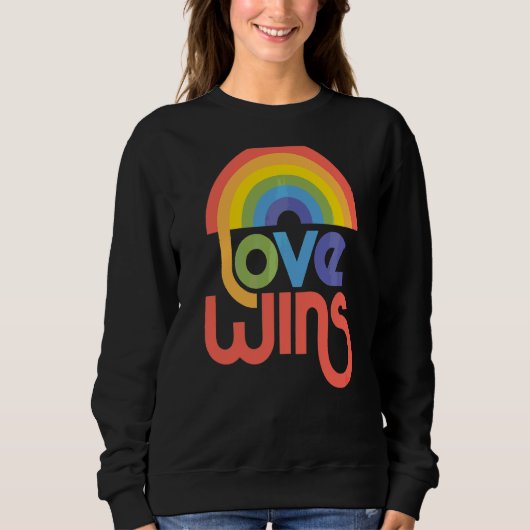 Sweatshirt L'amour gagne Rainbow Paint Typographic (Devant)