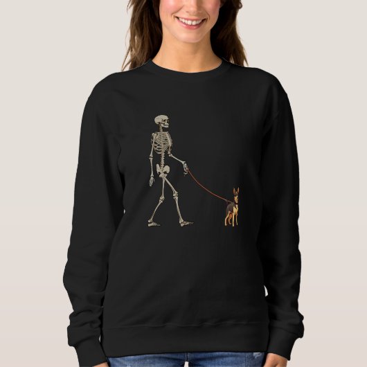 Sweatshirt Lancashire Heeler Skeleton Dog Walking Halloween D (Devant)