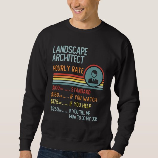 Sweatshirt Landscape Architect Hourly Rate T-Shirt Retro Job  (Devant)