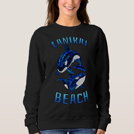 Sweatshirt Lanikai Beach Hawaii Vacances Baleine Tribale Orca (Devant)