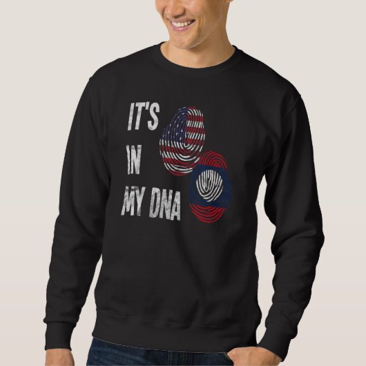 Sweatshirt Laos Laotien Drapeau Jour Fière Amérique Doigt Adn (Devant)