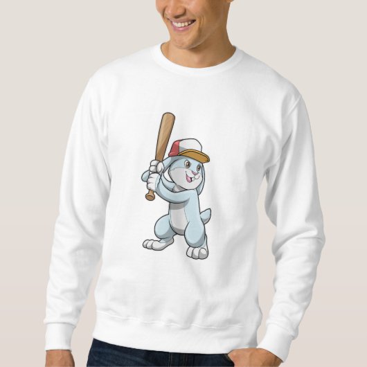 Sweatshirt Lapin au baseball avec batte de baseball (Devant)